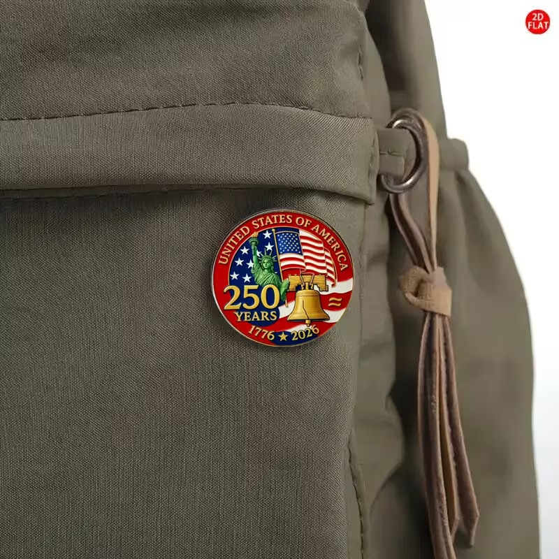 250th Anniversary Commemorative Brooch United States Designed With The Statue Of Liberty, Stars Stripes, And Gold Bells_voghion.com