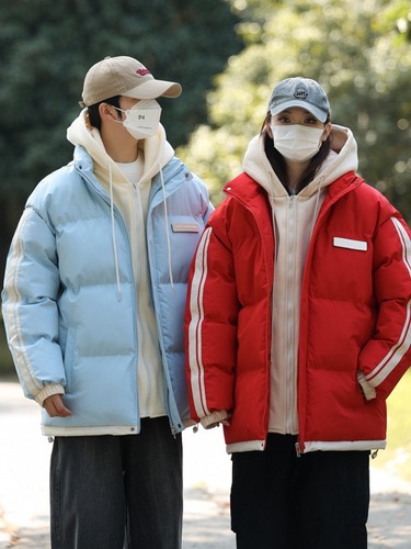  Winter New Hong Kong Style Pairs Hooded Cotton Jacket Trend Brand Korean Style Warm Cotton Coat