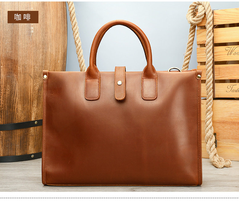 Túi công văn da bò thật Marante 39,5×8×28,5 cm đựng laptop 14 inch — Cà phê, Cà phê đậm chi tiết 20