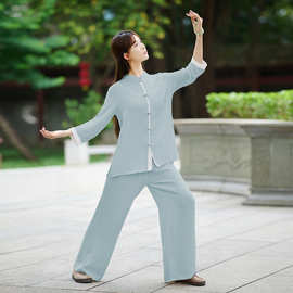 新款太极服女装新款改良瑜伽疗愈服冥想疗愈服冥想服练功服套装茶