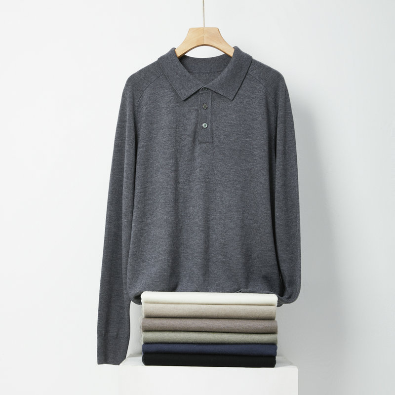 Men's Long-Sleeved Knitwear Lapel Comfortable Versatile Knitwear Cardigan Men's Simple Style Business Casual Polo Shirt