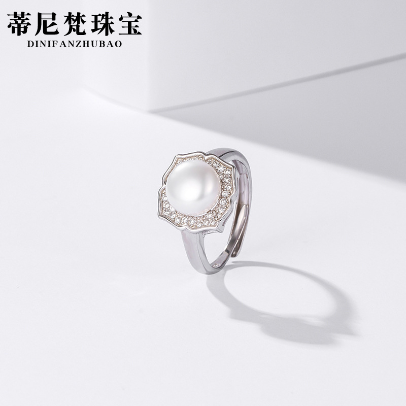 S925 plata esterlina anillo de perlas de agua dulce para las mujeres verano 2023 nueva moda personalizada abierta pulsera de anillo de dedo índice