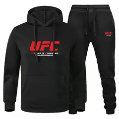 Cross-Border Amazon Men's Sweatshirt Suit Autumn and Winter Fleece Hoodie Red Ufc Export Casual Sports Suit