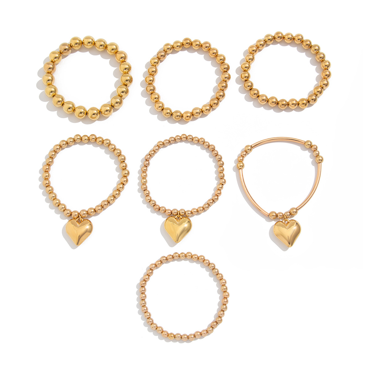 25g Weight Alloy, Copper Pendant Material Bracelets Classification CCB Chain Material Beaded Chain Chain Type 1 Set Quantity Street Occasion CCB, Alloy, Copper Material Heart Shape Pattern Women's Gender Exaggerated, Streetwear Style Exaggerated Streetwear Heart Shape CCB Alloy Copper Beaded Chain Beaded Bracelets Wholesale 7