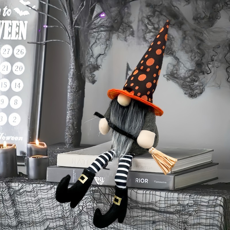 2025 新しいハロウィン装飾黒ローブルドルフとんがり帽子魔女顔のない人形ノーム装飾品会場レイアウト|undefined