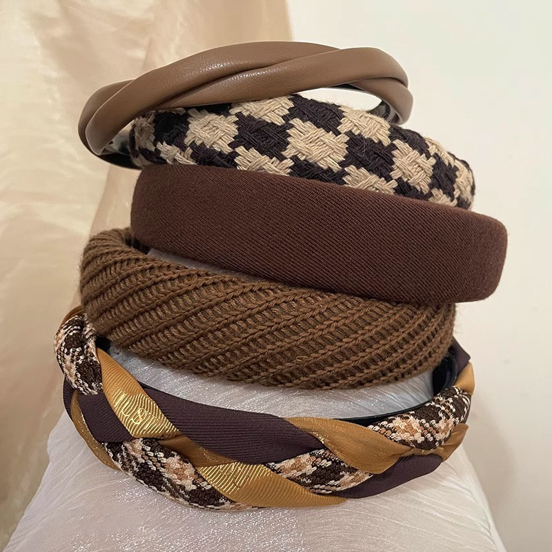 brown headband for women 2025 new height increasing skull top wide-edged headdress face wash hair band high-grade western style fashionable hairpin