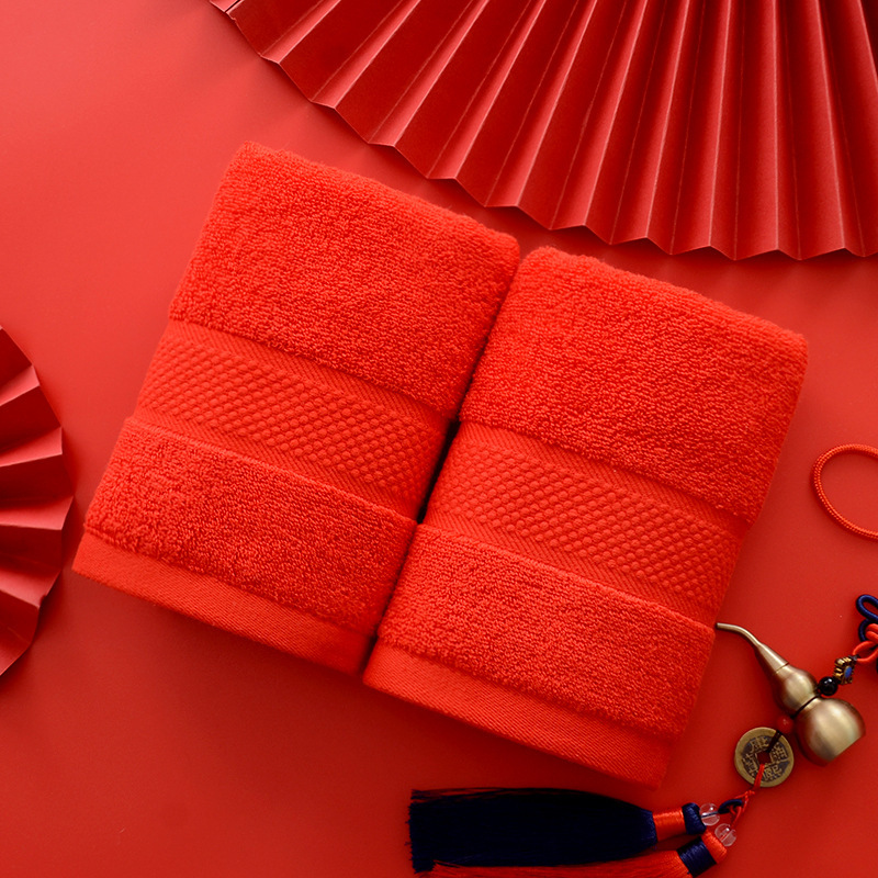 Towel Cotton Festive Wedding Red Birthday Gift Accompanying Gift Good Quality Cotton Thick Wholesale Towel Cotton Festive Wedding Red Birthday Gift Accompanying Gift Good Quality Cotton Thick Wholesale