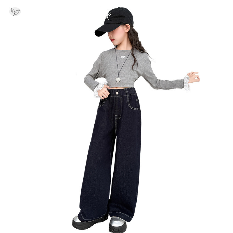 女童牛仔裤2025秋季新款阔腿裤儿童秋装直筒裤女孩春秋款宽松裤子|undefined