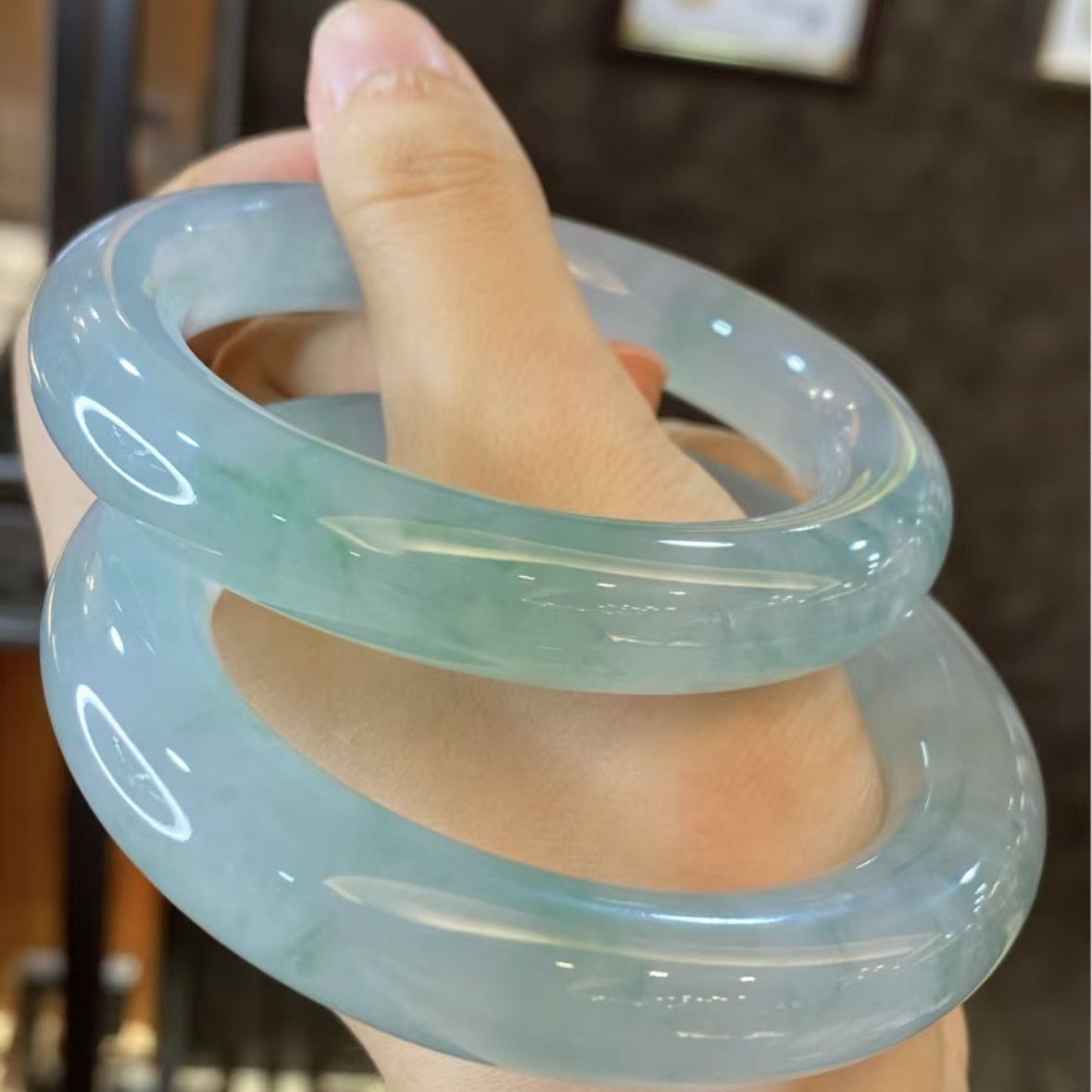 Vòng tay ngọc bích Miến Điện tự nhiên cao cấp Laokeng, có giấy chứng nhận, đường kính trong 51–65 mm