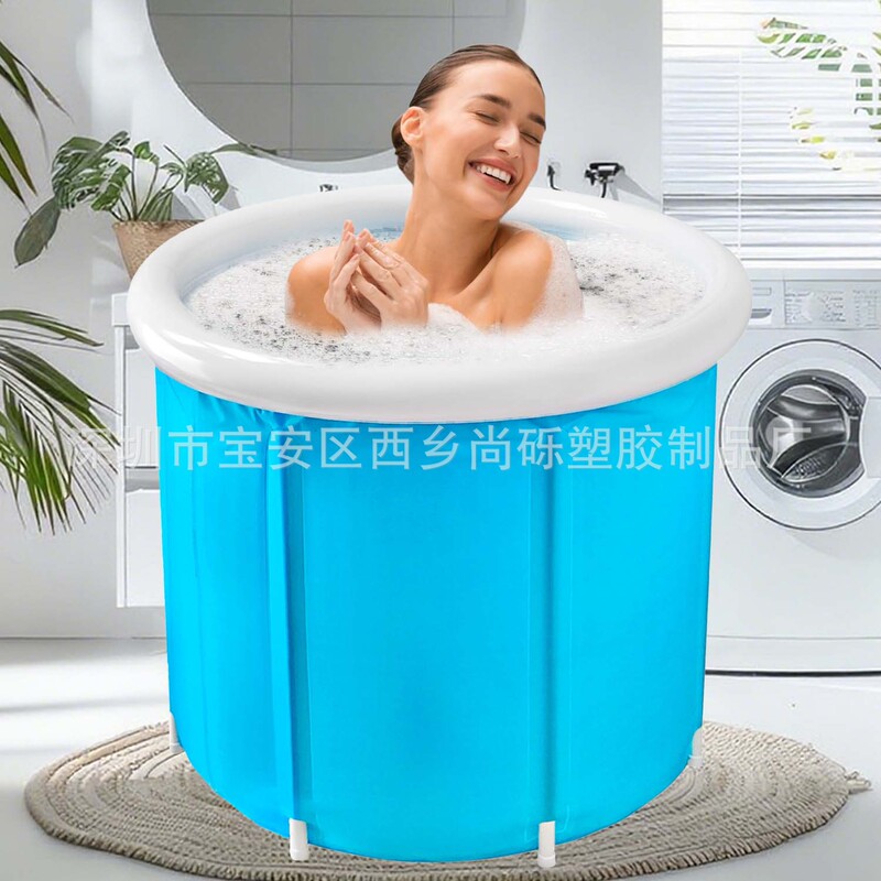 New Style Bath Bucket Bathtub Household Folding Bath Bucket Blue Bracket Large Thickened Sweat Steaming Bucket Multi-Function