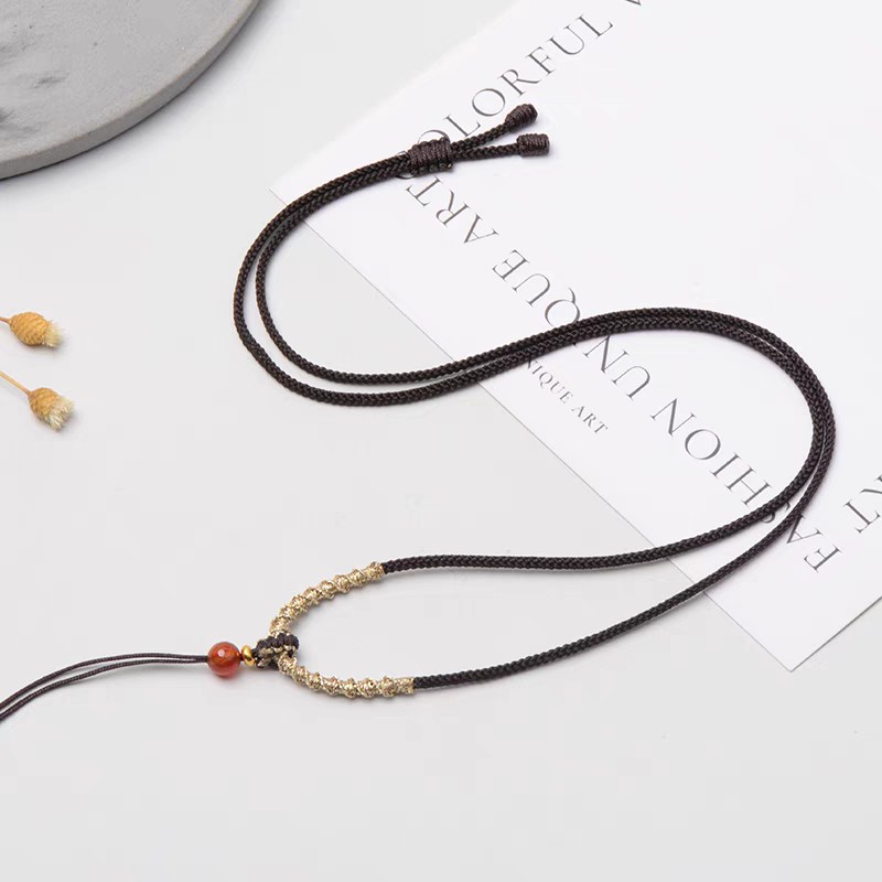 Cordón colgante al por mayor cordón de cuello multicolor jade ágata cordón tejido ajustable cordón de collar más cuentas de jade