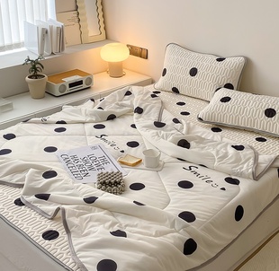 Summer Latex Mat Three-Piece Set, Summer Quilt Four-Piece Set, Machine Washable Ice Silk Mat, Single and Double Soft Mat, Air-Conditioned Summer Quilt