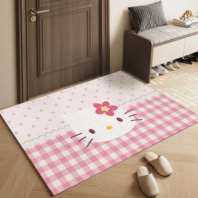 Hellokitty Entrance Door Floor Mat Household, Avtomobil döşəmə paspasları - polka-dot-katie-40cmx60cm-gold-thickness-no-obstruction-when-opening-the-door