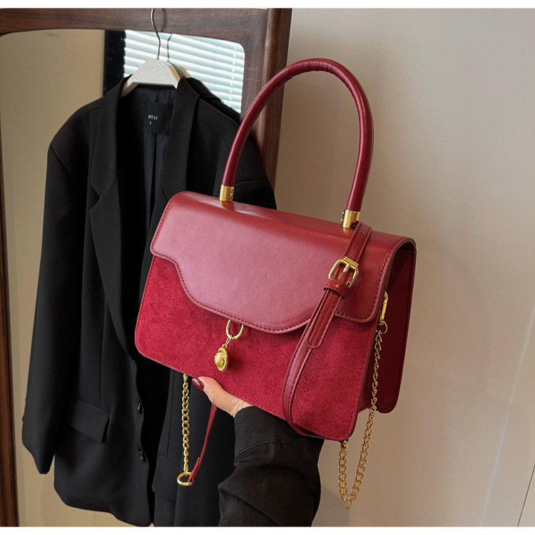 Borsa a tracolla in velluto rosso retro piccola borsa a mano sposa_voghion.com