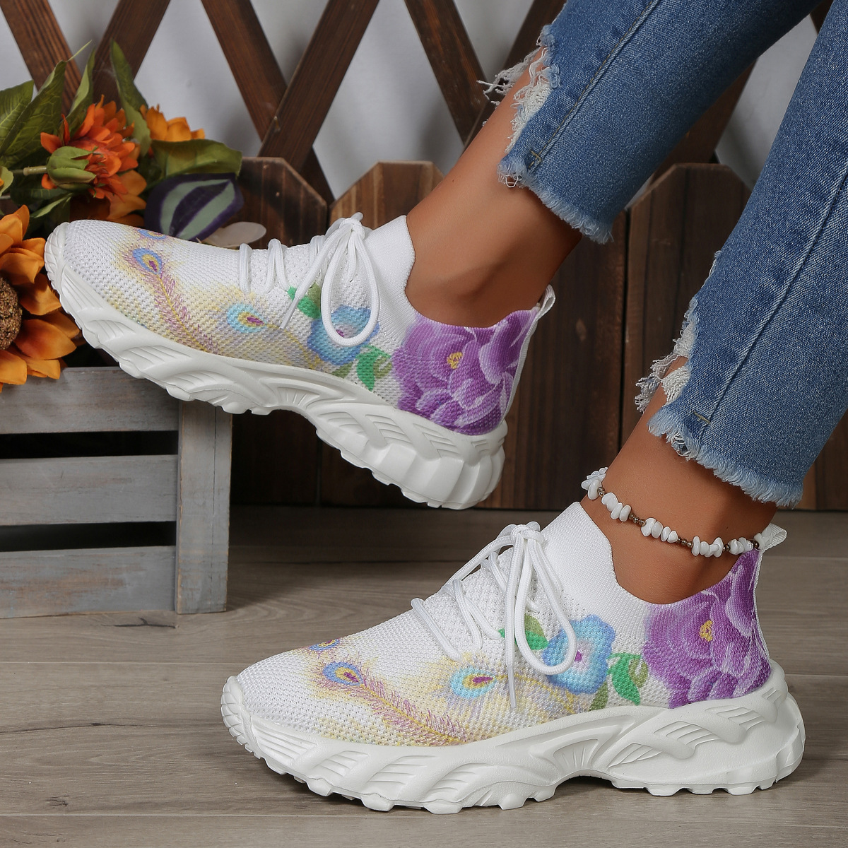 Suole arcobaleno nuovo colore moda femminile con una corrispondenza completa di scarpe sportive casual scarpe da donna in rete_voghion.com