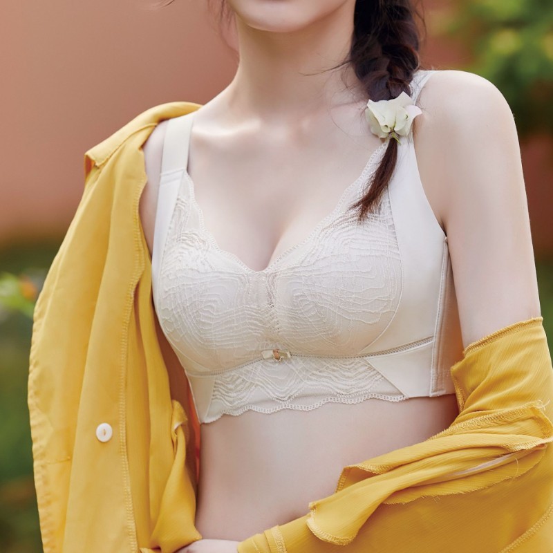 舒适无磁无钢圈内衣女B杯高侧收副乳上托聚拢透气调整型文胸|undefined