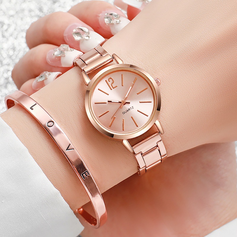 Reloj de mujer correa de acero temperamento reloj de pulsera de moda simple moda reloj de cuarzo conjunto de pulsera image 15