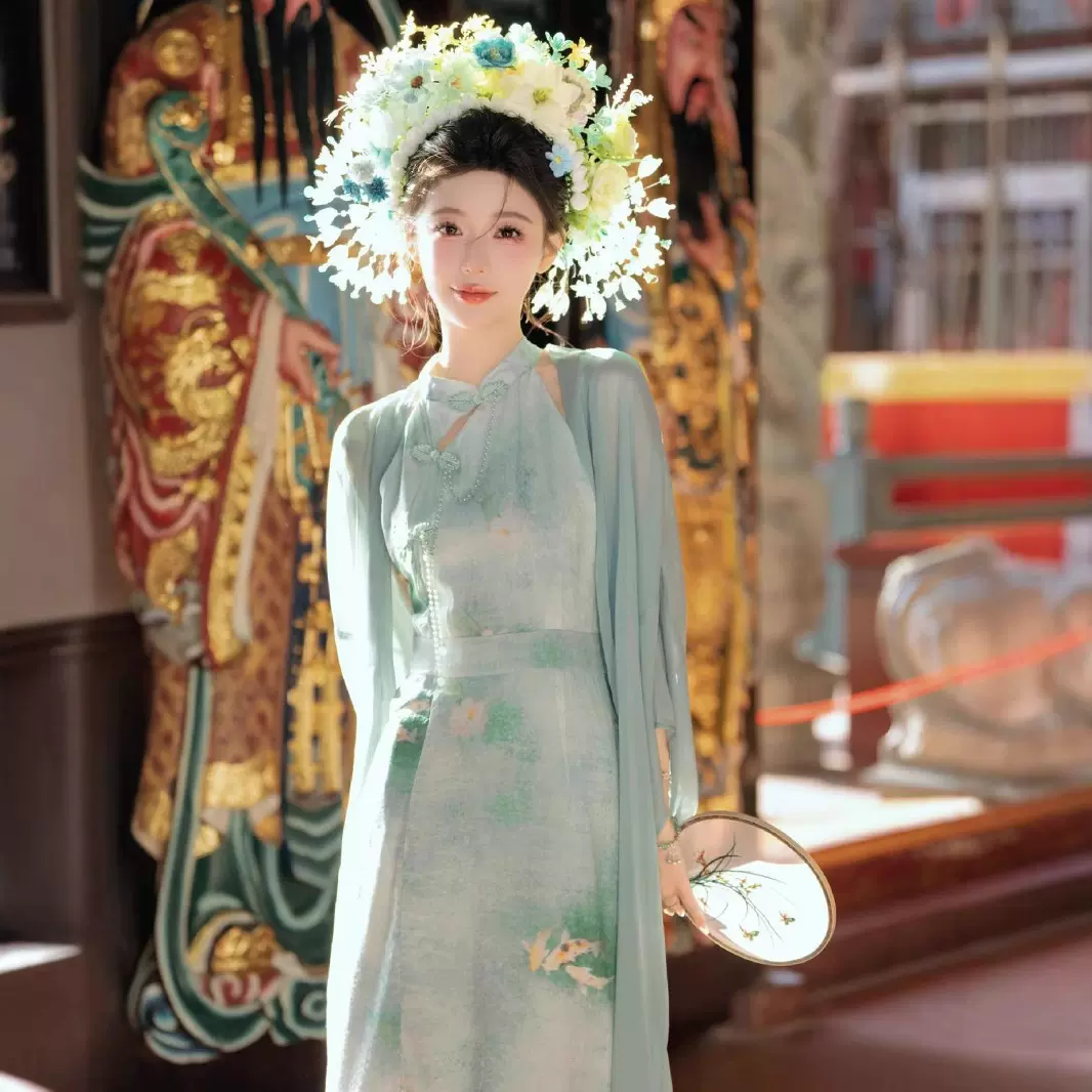 摄影主题孕妇新中式拍照写真服装孕妈咪大肚照水墨画风格拍摄长裙