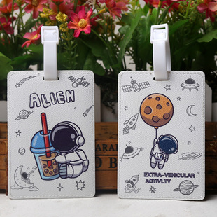 Spot PU leather luggage tag travel boarding pass spaceman luggage check tag