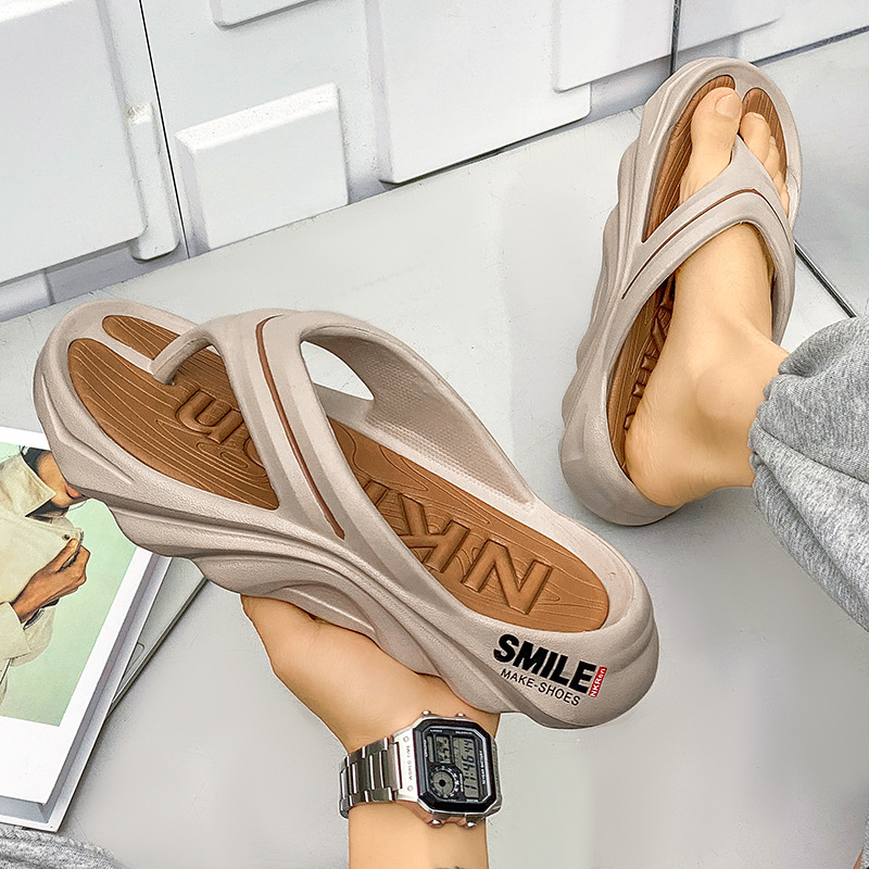 Sandalias para hombre, uso exterior de verano, antideslizante, resistente al desgaste, ejercicio, sensación de mierda, fondo suave, chanclas de ocio de playa ligeras 46