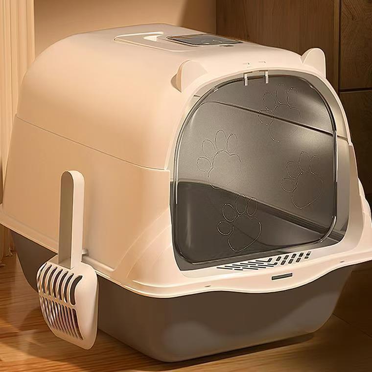 고양이 화장실, 물 튀김 방지, 완전 밀폐형, 특대형, 고양이 똥통, 냄새 방지, 탈취 기능, 초대형