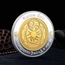 2024外贸双色币西方塔罗牌许愿镀金银币太阳双色币星座纪念币30mm