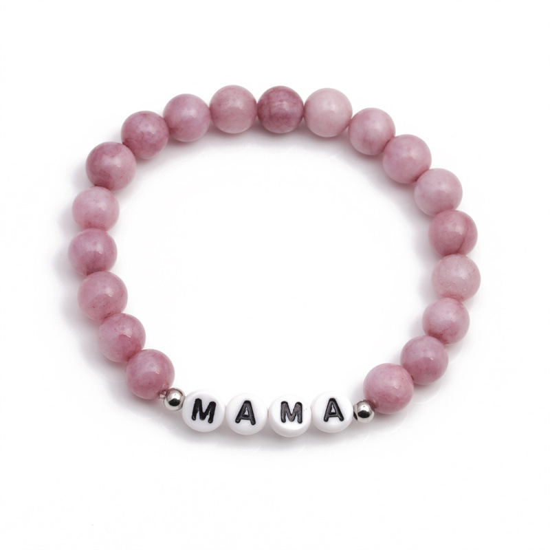 Simple Natural Stone Plus Color Mama Beaded Bracelet Mother's Day Female display picture 3