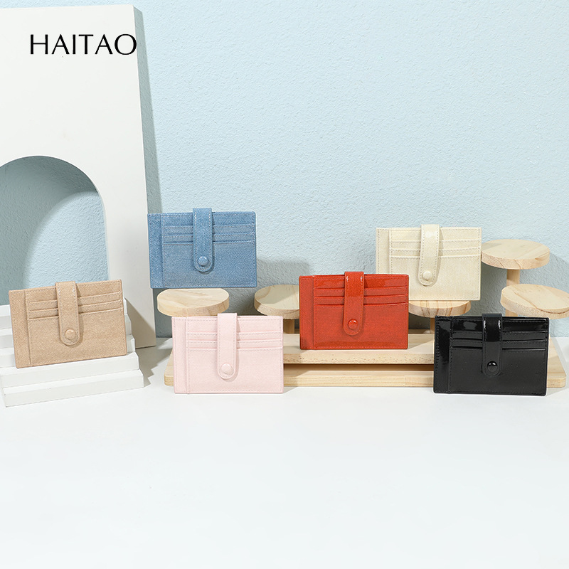 Pequeña bolsa de tarjetas de identificación de piel brillante ultrafina multi-tarjeta bolsa de tarjetas