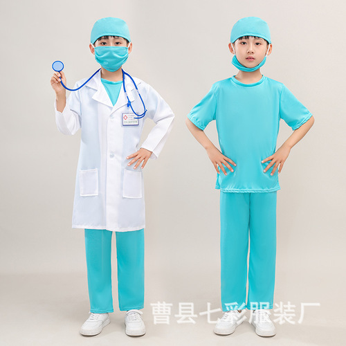 Wholesale Children's Doctor Surgical Clothes Nurse Cosplay Performance Costumes Students Children's Science Experiment Clothes Costumes