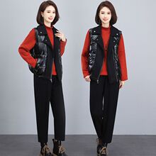 三2025不下架2025时尚新款冬装三件套卫衣加绒加绒皮毛一体马甲女