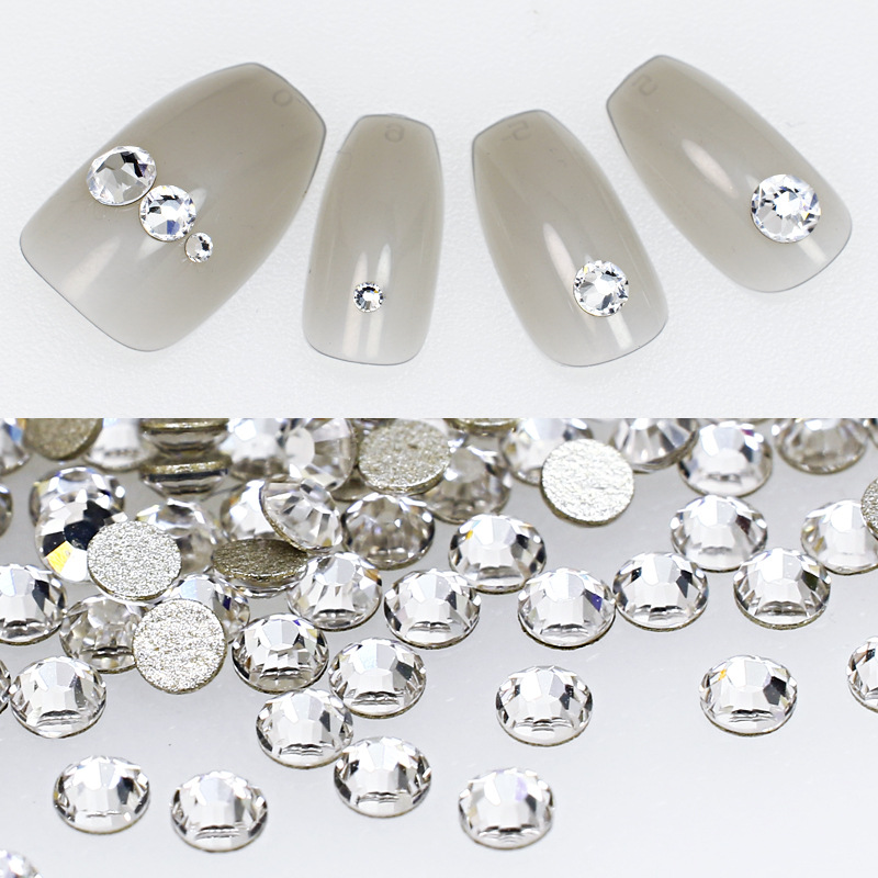 dongzhou crystal high quality bottoming drill diy ornament stick-on crystals round glass drill new super bright manicure jewelry wholesale