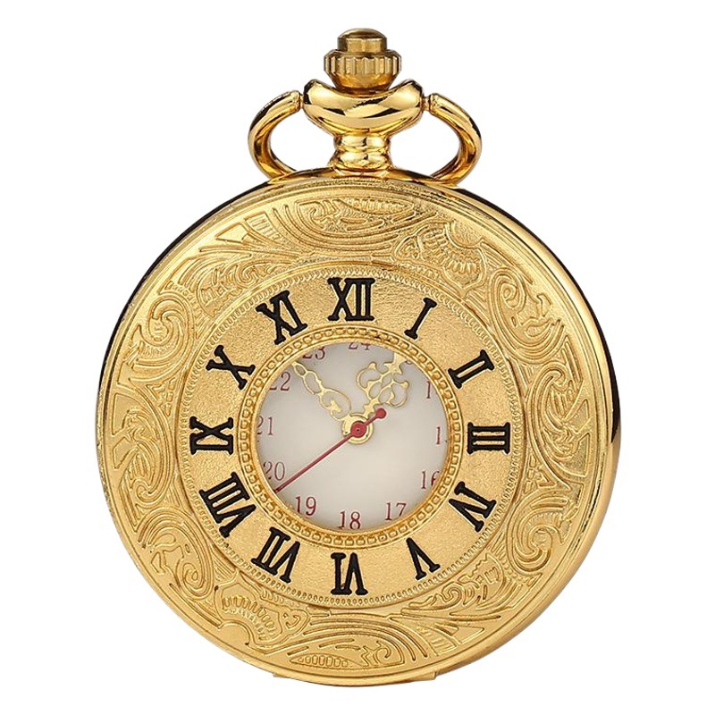 博時雅石英懐中時計卸売り田園風復古ローマ透かし懐中時計男女用服飾部品石英時計