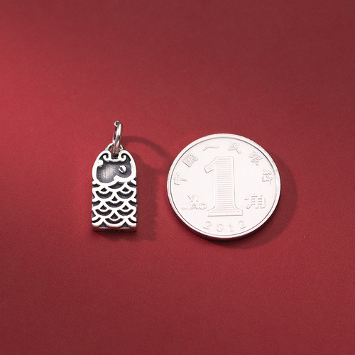 925 silver frosted koi fish future bright square brand pendant diy bracelet pendant jewelry accessories wholesale T0491