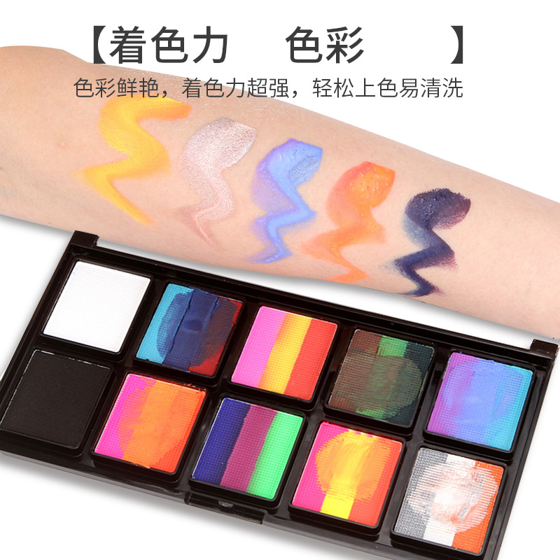 10-frame three-color World Cup face paint, new style of Halloween painting, hot-selling water-soluble pigments for face painting