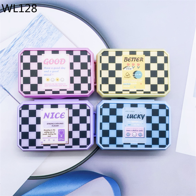 New simple letter chessboard grid beauty pupil box contact lens box couple box double box WL128 New simple letter chessboard grid beauty pupil box contact lens box couple box double box WL128