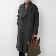 高端系列商务休闲冬季双面羊毛呢大衣 精纺中长款大翻领风衣外套