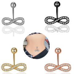 Alibaba.com Direct Supply of Western and European Fashion Jewelry, 8-Character Diamond Navel Ring Piercing Jewelry, Instant Shipping