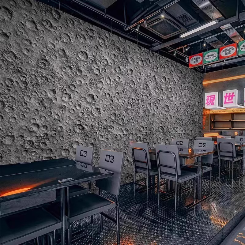 3d凹凸月球表面浮雕背景墙纸网红咖啡理发店铺壁画工业风星空壁纸|undefined