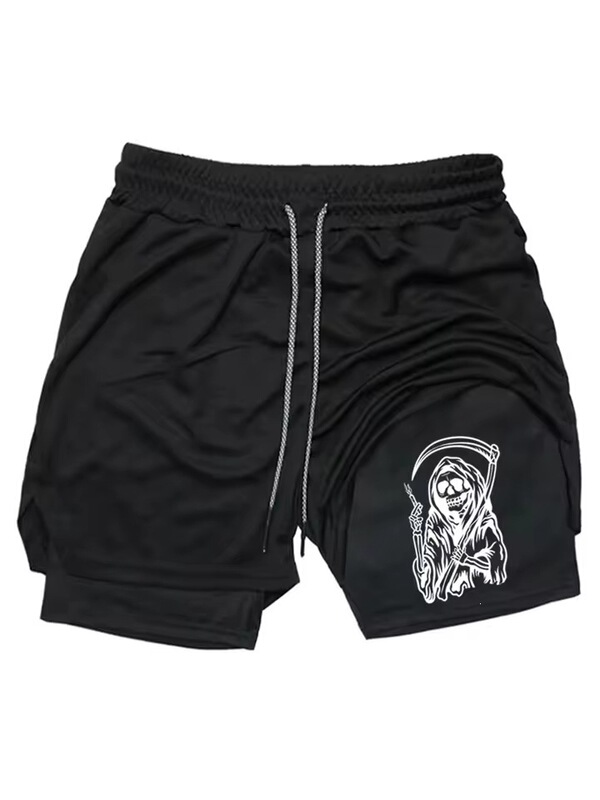Men's Grim Reaper Scythe Graphic 2-in-1 Shorts, Quick Dry Double Layer Gym Workout Running Athletic Fitness Men's Grim Reaper Scythe Graphic 2-in-1 Shorts, Quick Dry Double Layer Gym Workout Running Athletic Fitness
