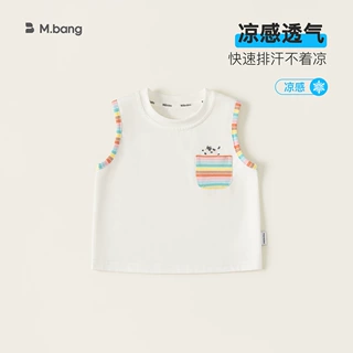 宥宝童装男童t恤夏天无袖清凉小童上衣条纹印花儿童背心宝宝衣服