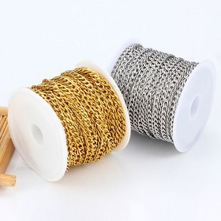 Spot stainless steel Cuban chain NK chain O cross chain color retaining vacuum Gold Fashion men's and women's bracelet necklace chain diy