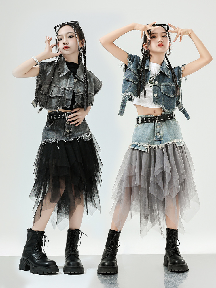 ジャズダンスの服装の女の子の街のダンスのファッション服の子供のジャズのショーのカウボーイのファッション服の女性団のダンスの衣装のスーツ