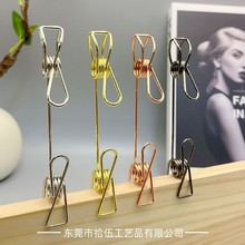 新款多功能实用广告夹立式金属镂空名片夹钢丝双头鳄鱼夹子批发