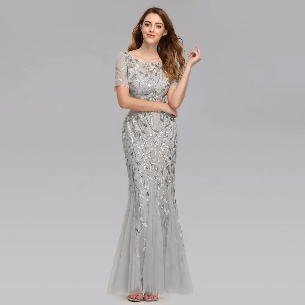 Вечернее платье, платье подружки невесты, ногтевые Sequins, (перекрестная торговля), выпускной вечер, облегающий крой, нарезка "рыбий хвост"