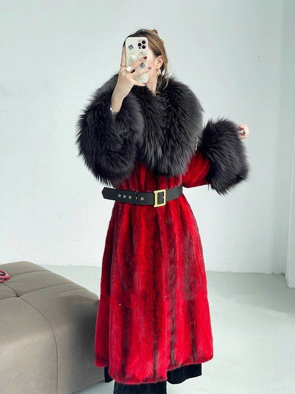 Women's Winter New Imitation Fox Fur Collar Long Warm Imitation