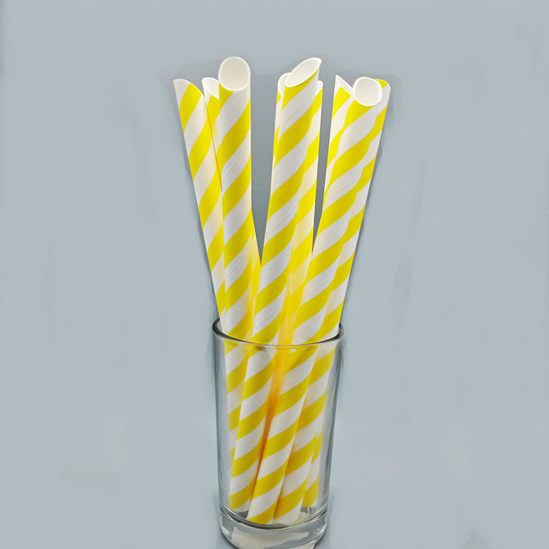 12mm gran diámetro colorido rayas puntiagudas boca papel paja desechable degradable durable perla leche té paja