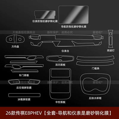 Car interior film GAC Trumpchi E8phev, refrigerator button - 26-models-of-trumpchi-e8phevfull-set-navigation-and-instrument-panel-are-covered-with-matte-tempered-film