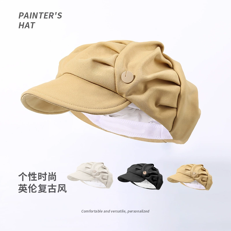 Женская складная сумка в виде облачной шляпы Маленькая восьмиугольная шляпа с витриной для лица Модный Повседневный Универсальный берет в Корейском стиле с короткими полями в стиле ретро