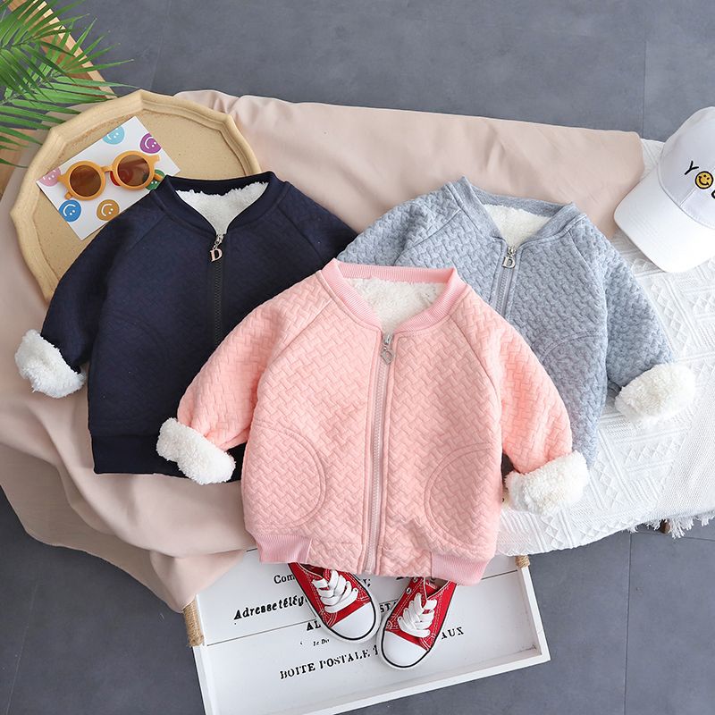 Women's Autumn/Winter Fleece-lined Padded Pullover Jacket 2022 Korean Style Short Sleeve Children's Cotton Jacket Wholesale for Boys and Girls