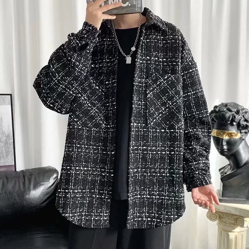 Прилив, осенняя рубашка, тенденция шерстяное пальто, оверсайз, стиль Chanel